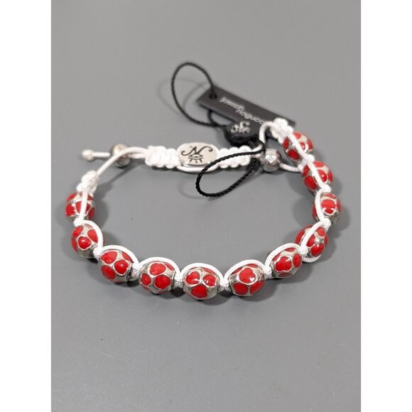 Joseph Nogucci Red Enamel Macrame Adjustable Cord Bracelet Boho Western NOGU - Picture 1 of 8